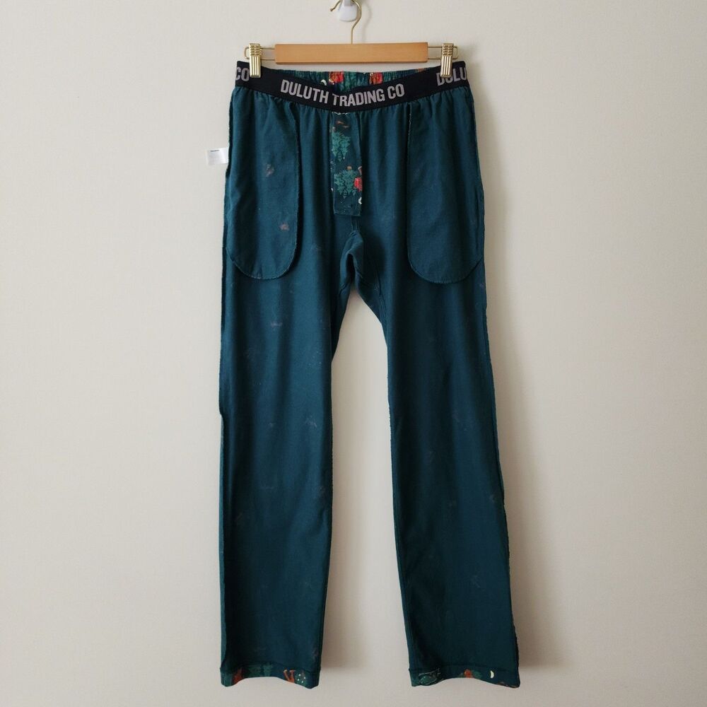 Duluth Men's Lumber Jams Cotton Sleep Pajama Pants Green Red Christmas Size M/32 - Picture 3 of 6